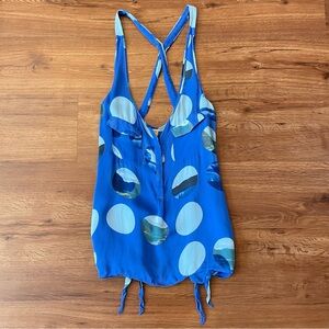 Leifsdottir Anthropologie Women’s 12 100% Silk Blue Circle Sleeveless Top